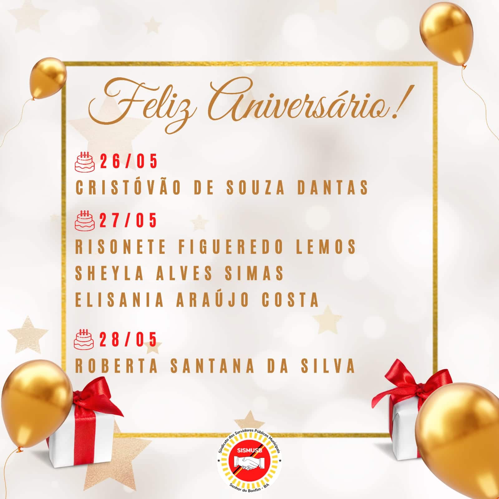 Sismusb Parabeniza Seus Filiados Aniversariantes Da Semana – Blog Do ...